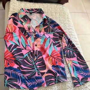 Tropical Button Down Blouse